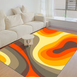70s Retro Psychedelic Felt Floor Mat – Soft Non-Slip Midcentury Area Rug