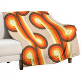 Retro 70s Design Flannel Throw Blanket – Midcentury Modern Home Decor