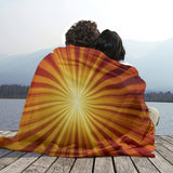 Retro 70s Sunburst Flannel Blanket – Midcentury Modern Cozy Throw