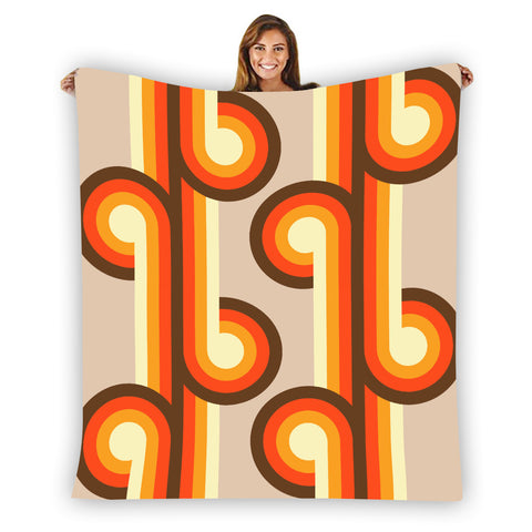 Retro 70s Design Flannel Throw Blanket – Midcentury Modern Home Decor