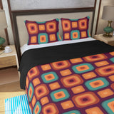 70s Retro Midcentury 3-Piece Duvet Bedding Set, Vintage Home Style