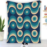 Blue Vintage Style Flannel Blanket –  70s Midcentury Modern Accent