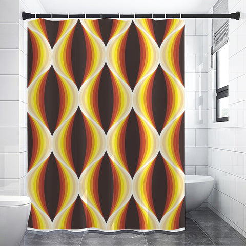 Midcentury Modern Shower Curtain – Vibrant 60s Honeycomb Pattern