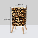 Scandi 1970s Style Square Small Trash Can with Lid, Leopardskin seamless Pattern