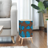 Midcentury Monstera Leaf Trash Can – Brown Blue Retro Nordic Waste Bin