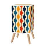 70s Retro Midcentury Modern Wastebasket: Colorful Nordic Trash Can with Lid