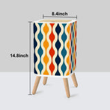 70s Retro Midcentury Modern Wastebasket: Colorful Nordic Trash Can with Lid