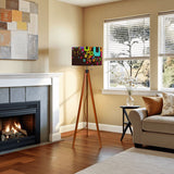 Retro Nordic Tripod Floor Lamp: 1960s Pattern Linen Shade, Smart LED Remote