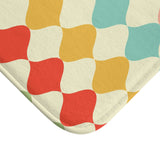 Retro 60s Geometric Pattern Bath Mat | Mid Century Colorful Tiles