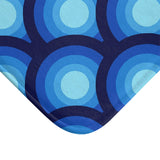 Mid Century Blue Peacock Design Bathroom Mat, Retro 70s Decor