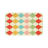 Retro 60s Geometric Pattern Bath Mat | Mid Century Colorful Tiles