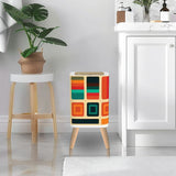 Small 70s Retro Trash Can with Lid: Scandi Midcentury Style Wastebasket