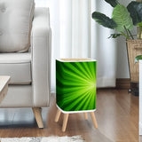 Retro 1970s Square Small Trash Can with Lid, Sunburst Green