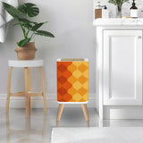 Scandi Square Small Trash Can with Lid, 70s Retro Waves Orange