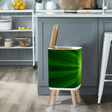 Retro 1970s Square Small Trash Can with Lid, Sunburst Green