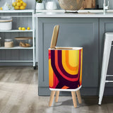 Retro 70s Nordic Lidded Trash Can: Orange Midcentury Modern Style Garbage Bin