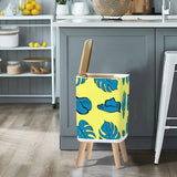 Retro Nordic Square Trash Can with Lid, Butter Yellow