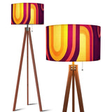 70s Retro Tripod Floor Lamp: Orange Burgundy Linen Shade, Smart LED