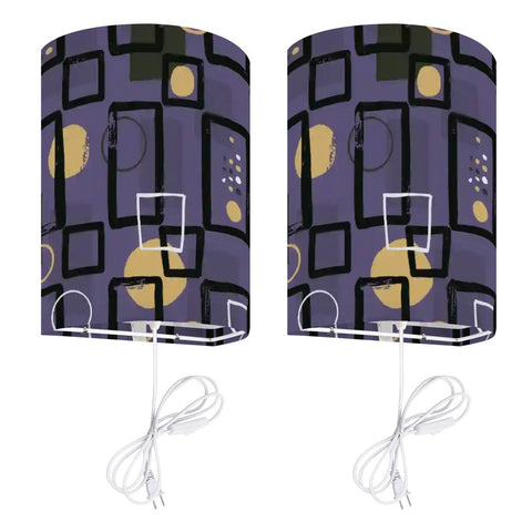 50s Retro Wall Sconces Set –  Smart LED, Violet Geometric