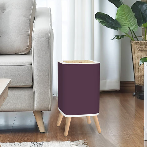 Retro Scandi Square Trash Can with Lid, Vintage Decor Muted Plum