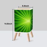Retro 1970s Square Small Trash Can with Lid, Sunburst Green
