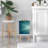 Scandi Retro Square Small Trash Can with Lid, Sunburst Blue