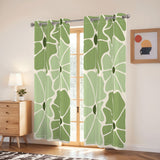 Midcentury Modern Floral Blackout Curtains: Green White 60s Retro Decor
