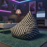 Black White Retro 60s Mod Style | Chessboard Bean Bag Chair Cover in 2 Sizes