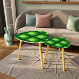 Green Peacock Eyes Retro Tripod Nesting Table Set - Midcentury tables