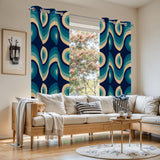 Blue Midcentury Modern Blackout Curtains: 70s Retro Multi Sizes Panels