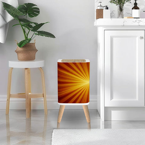 Nordic Square Small Trash Can with Lid, Sunburst Orange Brown