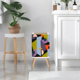 Scandi Square Small Trash Can with Lid, Atomic Mid Century Pattern