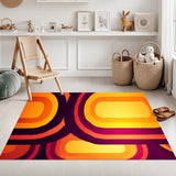 Bold Retro 70s Runner – Midcentury Yellow Red Orange Rug | Multi Sizes