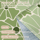 Vintage Midcentury Floral Rug without Tassels, Green White Modern Retro 70s