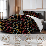 Black 60s Retro Comforter Set: Queen Size Microfiber Bedding