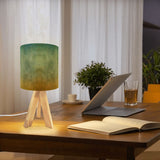 Retro Tripod Table Lamp – Ombré Earthy Tones Linen Shade Bedside Light