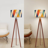 Midcentury Retro Floor Lamp – 60s Atomic Linen Shade, Tripod Base, Smart LED