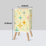 Retro Scandi Square Small Trash Can with Lid, Stars Christmas Celestial Vanilla
