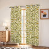Retro Daisy Blackout Curtains: 70s Midcentury Modern Multi Sizes Drapes