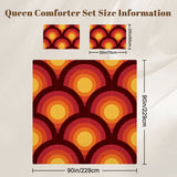 70s Retro Comforter Set: Queen Size Microfiber Bedding with Orange Circle Print