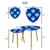 Blue Peacock Eyes Retro Tripod Nesting Table Set - Midcentury tables