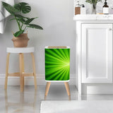 Retro 1970s Square Small Trash Can with Lid, Sunburst Green