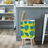 Scandi Retro Square Small Trash Can with Lid, Chartreuse Green