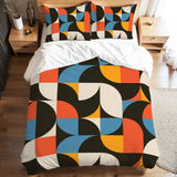60s Bauhaus Retro Pattern Comforter Set: Queen Size Microfiber Bedding