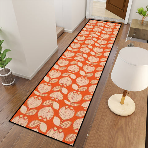 Retro Scandi Runner – Midcentury Red White Floral Rug | Multiple Sizes