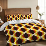 Honeycomb Pattern Microfiber Comforter Set: 70s Retro Queen Size Bedding