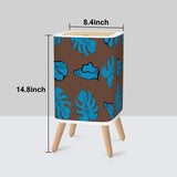 Midcentury Monstera Leaf Trash Can – Brown Blue Retro Nordic Waste Bin