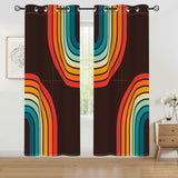 Midcentury Modern Rainbow Blackout Curtains: 70s Retro Multi Sizes Panels