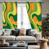 Psychedelic 70s Midcentury Blackout Curtains: Vibrant Retro Multi Sizes Drapes
