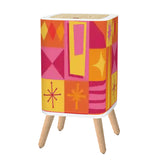 Square Small Trash Can with Lid Orange Pink Yellow Mid Century Pattern